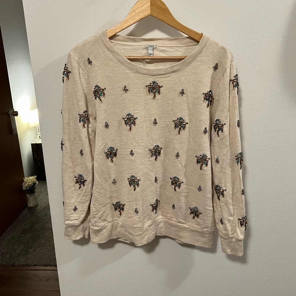 J Crew embellished crew neck